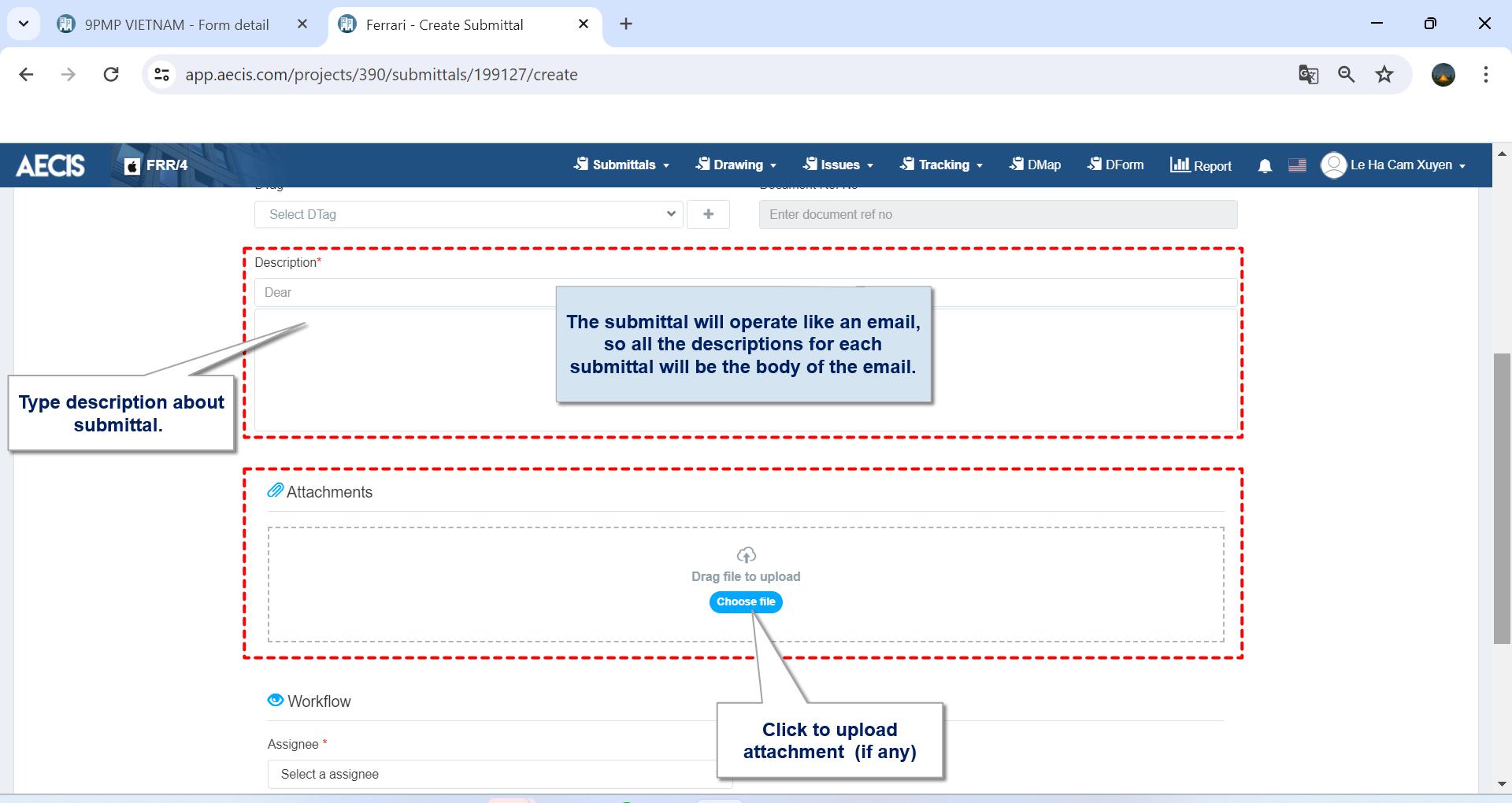1. Create a new Submittal – AECIS Support